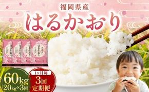 【1ヶ月毎3回定期便】 はるかおり 20kg 計60kg ／ 米 コメ お米 ライス ご飯 ごはん 飯 食品 精米 定期便 常温 福岡県 香春町