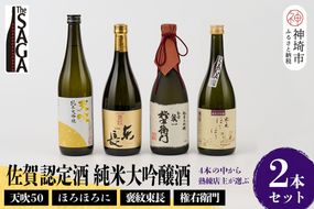 TheSAGA認定酒 純米大吟醸酒おまかせ2本 セット【佐賀認定酒 720ml 佐賀 佐賀ん酒 日本酒 冷酒 熱燗 飲み比べ 贈答】(H072177)