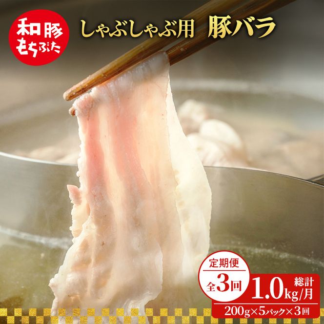 【定期便3回】しゃぶしゃぶ用 豚バラ すき焼き 200g×5 (1kg) 豚肉