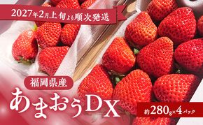 あまおう 【2027年2月上旬より順次発送】あまおうDX 約250～270g×4パック イチゴ 苺 いちご 果物 福岡県産 ※配送不可:離島