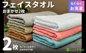 G3254 お洗濯がラクチン フェイスタオル 2枚 カラーおまかせ【泉州タオル 国産 吸水 普段使い シンプル 日用品】