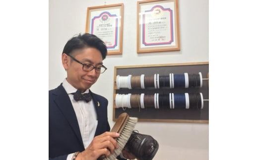 【岡本屋×光織物】吉田の織物とレザーで仕立てたFUJIYAMAスニーカー 岡本屋ロゴマーク