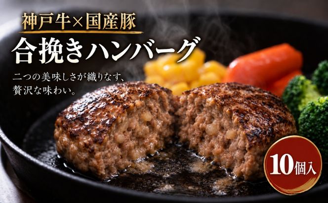 神戸牛 牛肉 豚肉 合い挽き 生ハンバーグ 10個入 小分け 帝神志方 国産 和牛 豚 冷凍 グルメ 肉汁 ハンバーグ 神戸ビーフ 但馬牛 最短4日以内発送