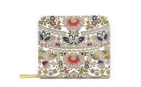 【文庫屋大関】二つ折りファスナーミニ財布 茉莉花＜珊瑚＞【皮革工芸品】財布 二つ折り 小物 お札 カード 小銭 コンパクト 牛革 手作り 日本製 墨田区 東京都