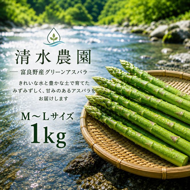 【2027年発送】ふらの産 採れたて グリーンアスパラ(M～Lサイズ混合)約1kg [清水農園] アスパラ アスパラガス 野菜 新鮮 甘い 北海道 富良野