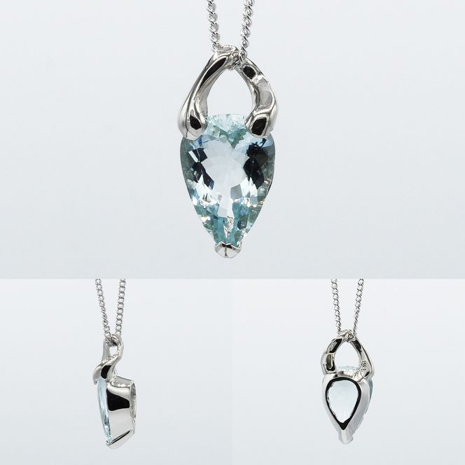 アクアマリン ペンダント 3.0ct K10WG （24073）　BR-44