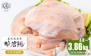 鹿児島県産若鶏ムネ不定貫 計3.8〜3.86kg(300～386g×12～14P) a2-132