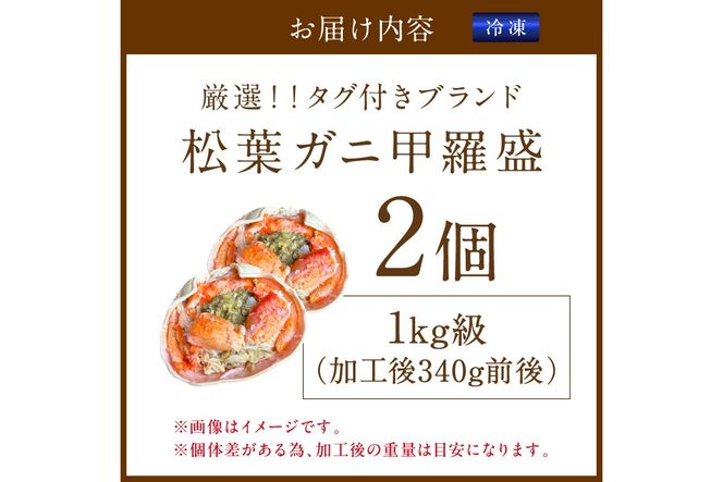 【厳選！タグ付きブランド蟹】松葉ガニ甲羅盛 2個（1000g級）　YK00569