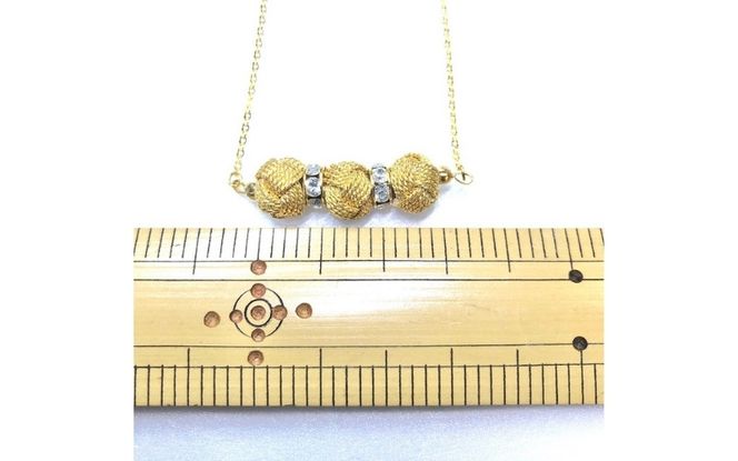 組紐ネックレスミニ小田巻3個金 hrkz0019-1