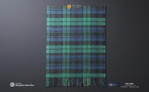 G3566 『Noble Fibre』100％カシミヤ・大判ストール ブラックウオッチ＆チェック フリンジ付き【高級 カシミア おしゃれ ファッション 防寒 かしみあ】