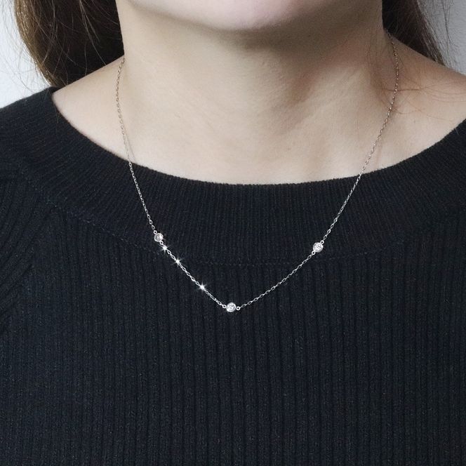 プラチナ　0.30ct　ダイヤモンドステーションネックレス　BQ-196