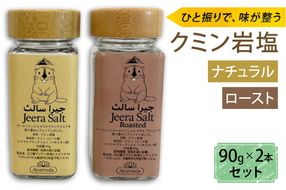 クミン岩塩(ロースト)クミン岩塩(ナチュラル) 2本セット｜スパイス 調味料 ロースト ナチュラル クミン 塩 岩塩 香辛料 ミックススパイス エスニック 料理用 下味 味付け BBQ アウトドア 肉料理 野菜料理 [2621]