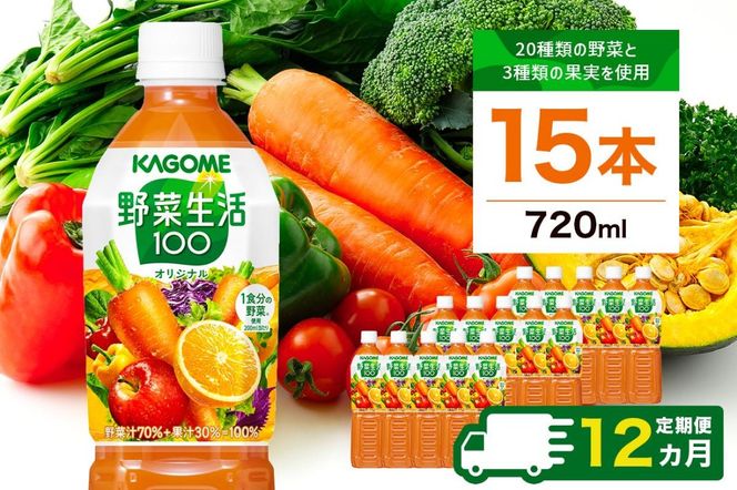 ns111-025 【定期便12ヵ月】カゴメ 野菜生活100 オリジナル 720ml 15本