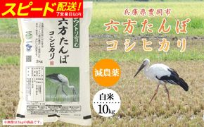 新米 六方たんぼ コシヒカリ 減農薬（白米：10kg）令和8年産 / 米 お米 精米 コシヒカリ コウノトリ育む農法