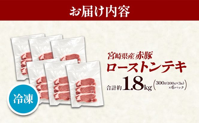 宮崎県産豚肉 トンテキ用300g（ロース100g）×6パック