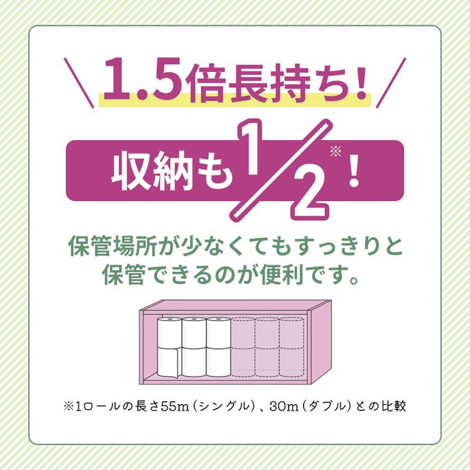 定期便 トイレットペーパー ダブル クリネックス 1.5倍長持ち 8ロール × 1パック コンパクト 無香料《 6ヶ月ごと計 2回 》