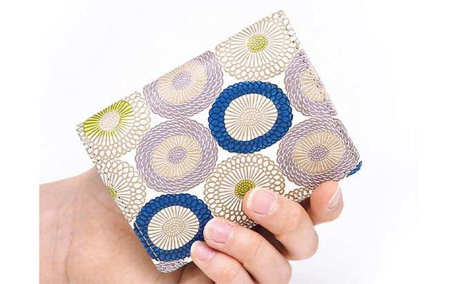 【文庫屋大関】箱まち小銭入れ　笠菊＜水明＞【皮革工芸品】 ファッション小物 財布 民芸品 