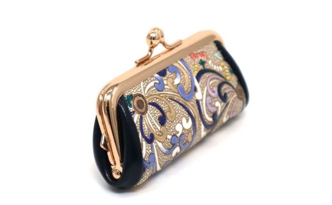 【文庫屋大関】印鑑ケース　乱菊＜青紫＞【皮革工芸品】 ファッション小物 民芸品 