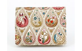 【文庫屋大関】箱まち小銭入れ　花と猫＜ローズ＞【皮革工芸品】 ファッション小物 財布 民芸品 