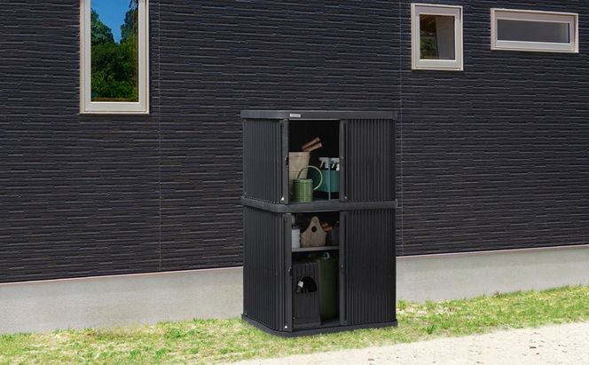 ミニロッカー ML-1400PP ダークグレー 物置 屋外 サビにくい 庭 ベランダ ガーデン 掃除 防災 収納 ストッカー ミニロッカー アイリスオーヤマ おしゃれ