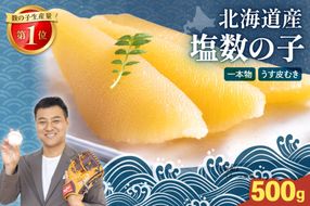 北海道産 塩数の子（うす皮むき）500g 1本物　人気　魚卵　高級　 おつまみ ご飯のお供 惣菜 おかず 珍味 海鮮 海産物 海の幸 魚介 魚介類 魚卵 加工品 北海道産 かずのこ カズノコ 塩カズノコ 株式会社やまか おせち R001-017