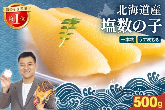 北海道産 塩数の子（うす皮むき）500g 1本物　人気　魚卵　高級　 おつまみ ご飯のお供 惣菜 おかず 珍味 海鮮 海産物 海の幸 魚介 魚介類 魚卵 加工品 北海道産 かずのこ カズノコ 塩カズノコ 株式会社やまか おせち R001-017