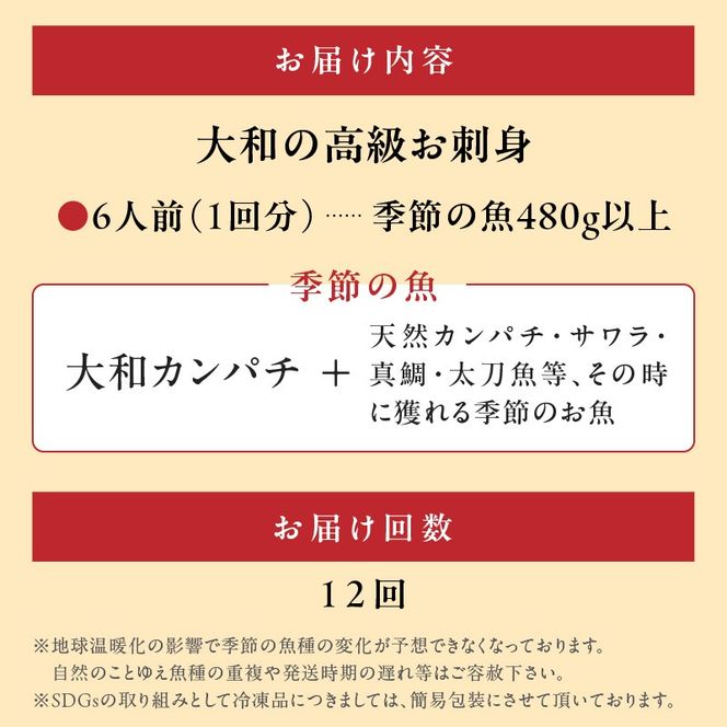【12ヶ月定期便】大和海商　大和の高級お刺身　6人前　冷蔵　N072-YG0183_1