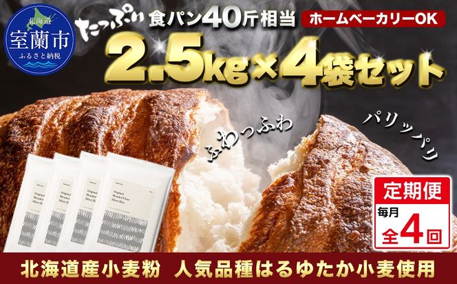 【毎月定期便】北海道産 はるゆたかブレンド小麦粉 シルバーライズ（パン用強力粉）10kg 全4回 MROBI032
