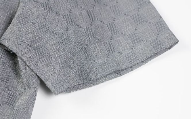 サマーシャツ（グレー / メンズ）琉球織物 ヤシラミ花織 ファッション フォーマル カジュアル 冠婚葬祭 / 沖縄市 FABRIC SHOP MINAMI[BCCS010]