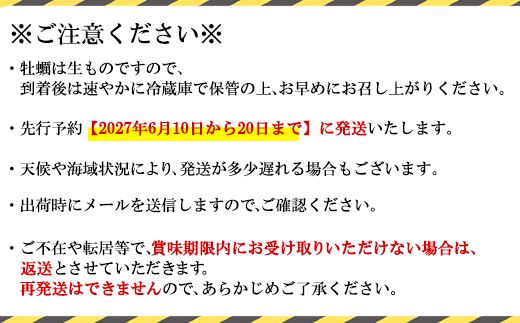 【先行予約】 2027年6月中旬頃発送発送開始！ 北海道産 生牡蠣 殻付き 1kg (15～18個) 生食 シングルシード　牡蠣 かき カキ