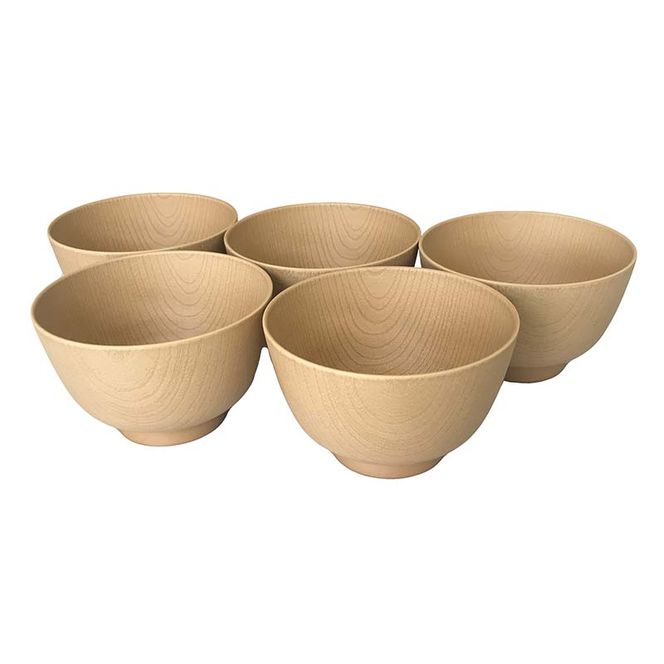 山中塗 レンジ京型欅杢目汁椀 ナチュラル 5個セット お椀 椀 セット 5客 家庭用電子レンジ対応 食器洗い乾燥機対応 伝統工芸 工芸品 日本製 F6P-0055