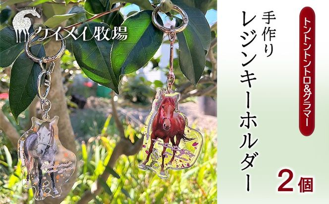 馬 たてがみ 尻尾 手作り レジン キーホルダー ２個(トントントントロ＆グラマー) オリジナル [№5735-1919]