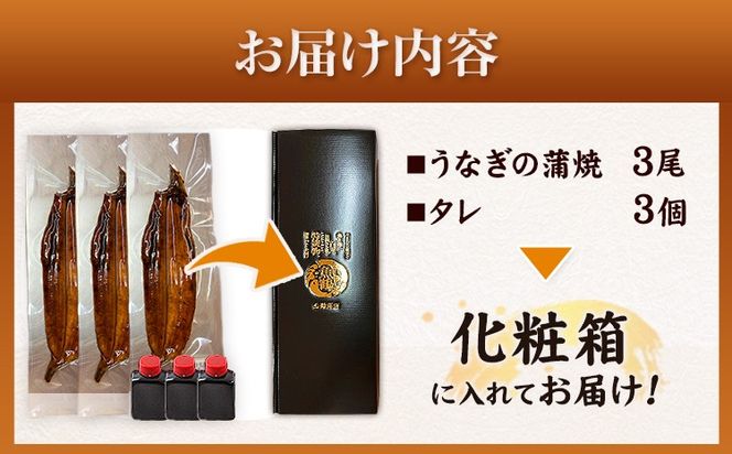 大型サイズ ふっくら柔らか国産 うなぎ 蒲焼き 3尾 化粧箱入(真空パック入) 株式会社魚鶴《30日以内に出荷予定(土日祝除く)》 和歌山県 日高川町 うなぎ 鰻 ギフト 贈り物---wshg_fuot3_30d_24_26000_3b---