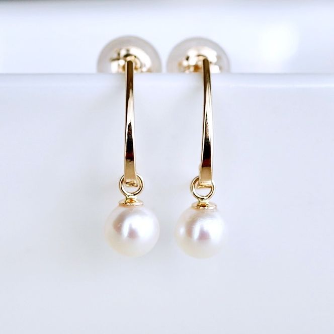 【ジュエリー】K10 イエローゴールド  パール 揺れる ピアス 保証書付 SR-2222 242-002-c