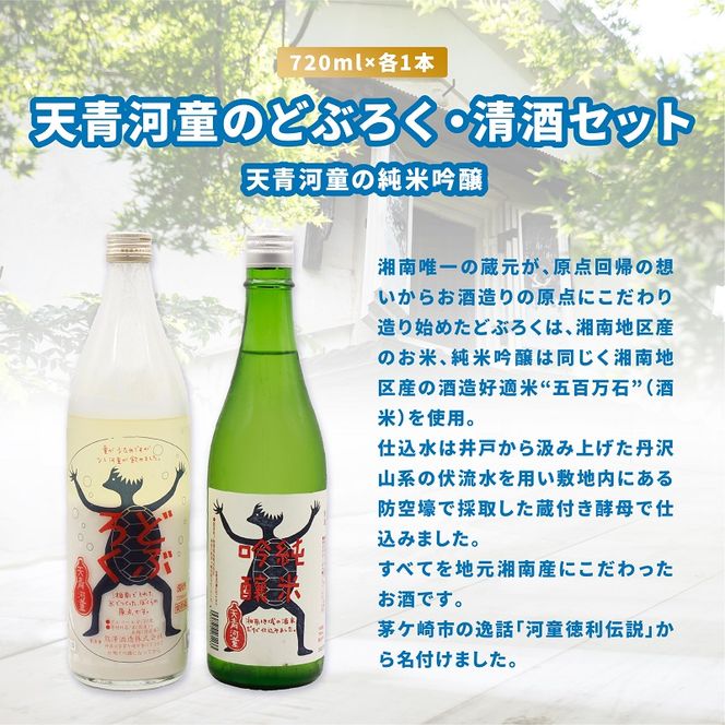 【湘南唯一の蔵元】熊澤酒造 天青河童のどぶろく・清酒セット（720ml×各1本）天青河童の純米吟醸 ※2024年5月以降に順次配送 お酒 日本酒 純米吟醸酒 吟醸酒 アルコール こだわり 井戸 お米 汲み上げ 酵母 酸味 