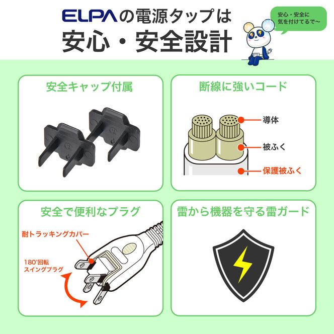 スリム回転ＵＳＢタップ　ＰＤ２０Ｗ　WB-SL4222SUC(BK) 272183_AZ200