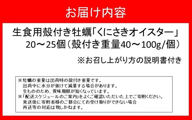 牡蠣 生食用 殻付き くにさきオイスター 20～25個（殻付き重量40～100g/個）　カキ oyster 生牡蠣_2113R-1
