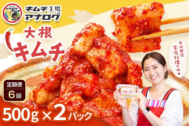 【6カ月定期便】発酵旨味の大根カクテキキムチ(500g×2パック)【熟成 秘伝 カクテキ 発酵 本格 ご飯のお供 国産大根 旨辛キムチ 発酵食品 秘伝タレ】(H104228)
