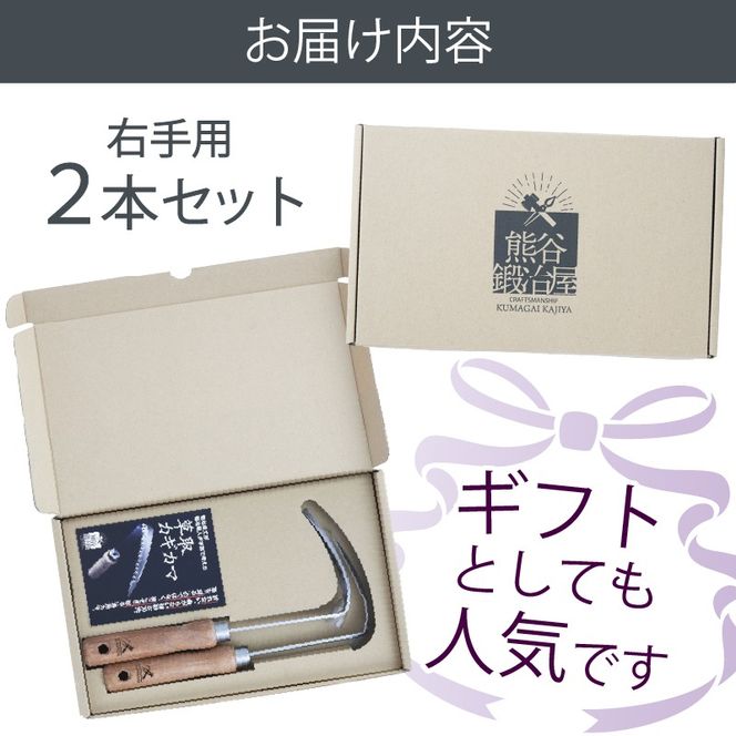 ギフト用 ステンレス 草取り カギカマ [右手用] 2本セット 道具 かぎかま 右手用 左手用 鎌 草刈り 草刈 ガーデニング 園芸 庭 手入れ 家庭菜園 園芸用品 日用品 掃除 日本製 鍛冶屋 [kumagai008]