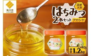 【北海道滝川産】高見養蜂場の純粋はちみつ(アカシヤ600g×2本)｜国産 日本製 天然 無添加 純粋 非加熱 生はちみつ ミツバチ ハニー 栄養 健康 美容 ビタミン ミネラル 抗生物質 プロポリス アミノ酸 濃厚 ギフト 贈答