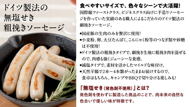 【2026年4月より順次出荷】国産 豚 職人が作る ドイツ 粗挽き ソーセージ【 小麦粉 卵 砂糖 不使用 】24本 計650g いくとせ ウインナー 無塩せき 粗挽き おかず おつまみ 食品 小麦粉不使用 卵不使用 砂糖不使用 機内食 ドイツ 職人 厳選 酒 米 肉 朝食 ランチ BBQ キャンプ 小分け