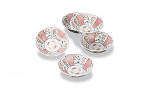 九谷焼　5号小鉢揃　赤絵小紋 a01 工芸品 172111_CY3179