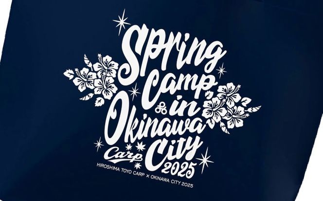 広島東洋カープ トートバッグ 2025 (ネイビー) カープ CARP コラボ ハイビスカス マイバッグ 沖縄市 / 沖縄市観光物産センター夢プラザおきなわ[BCBE009]