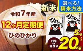 令和7年産 新米 【12ヶ月定期便】 無洗米 も選べる 白米 米 ひのひかり 5kg 10kg 15kg 20kg 《お申込み翌月から出荷》熊本県 大津町 国産 熊本県産 白米 精米 無洗米 送料無料 ヒノヒカリ こめ お米---hn7tei_150000_5kg_mo12_oz_h---