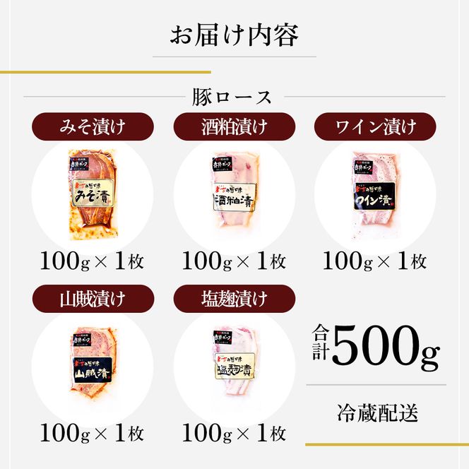 【魚沼銘柄豚】妻有ポーク 豚ロース食べ比べ 5種セット(各100ｇ) 肉 お肉 豚肉 詰め合わせ 新潟 