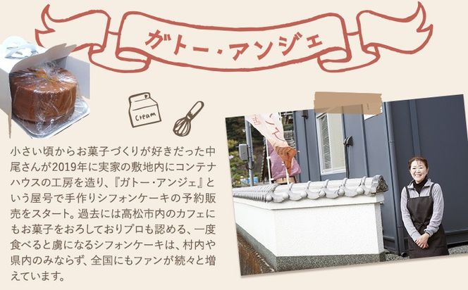 リピーター続出！ふわっふわのシフォンケーキ（チョコマーブル） ガトー・アンジェ 《30日以内に出荷予定(土日祝除く)》ケーキ 洋菓子 ホール デザート お取り寄せ 手土産 プレゼント 冷蔵 徳島県 佐那河内【配送不可地域あり】---sanagouchi_gta_1_1k---