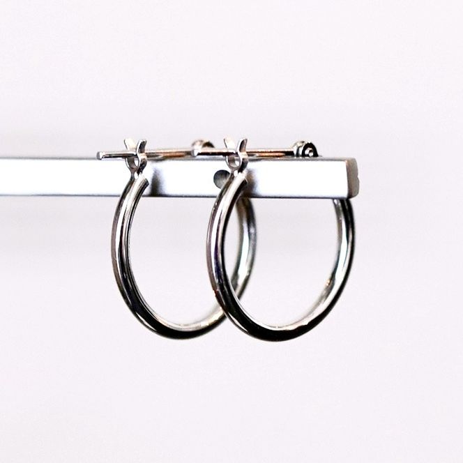 Pt900 プラチナ 地金 パイプ フープ 定番 ピアス（直径15mm) 保証書付 KO-0076 SWAD103