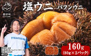 塩うに 160g (80g×2P) バフンウニ ミョウバン不使用 塩蔵うに