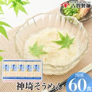 佐賀県特産品 神埼そうめん 20入 【素麺 そうめん 乾麺 お中元 贈答用 無添加 夏 自家用 麺類 簡単 手軽 保存食 佐賀県産 国産】(H014133)