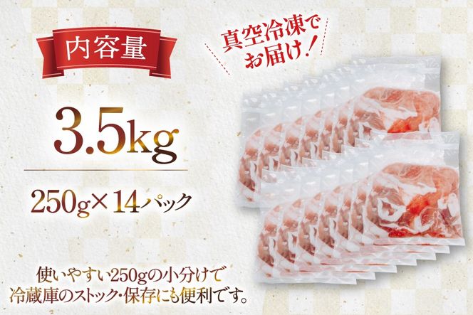 豚肉 小分け 宮崎県産豚肉 切り落とし 250g 14袋 計3.5kg セット [TRINITY 宮崎県 日向市 452061332] 真空パック こま切れ 宮崎 切落し 冷凍 細切れ ぶた こま切れ 小間切れ 肉